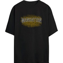 The Wert Unisex Manhattan Baskılı Siyah Oversize Tshirt