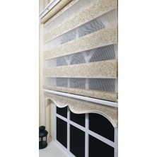 StorBurada Zebra Stor Perde Sarı Sarmaşık Desen Altın Simli  Etek Dilimli STB9300 V 02