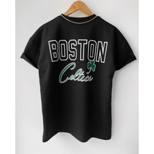 Çocuk Erkek  Boston Celtic Oversize Baskılı Pamuklu Bisiklet Yaka Kısa Kollu T-Shirt