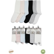 Kardeşler Çorap Kadın Çok Renkli Düz Soket Pamuklu Çorap 6'lı Paket (Burun Dikişsiz )