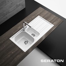 Seraton NS150R Beyaz 1.5 Göz Damlalıklı 50X100CM Yeni Nesil Seramik kaplama eviye