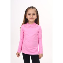 Toontoy Kids Kız Çocuk Yakası Dantel Detaylı Tişört