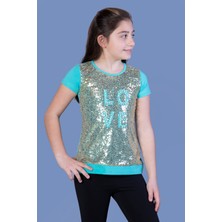 Toontoy Kids Kız Çocuk Önü Komple Pullu Tişört