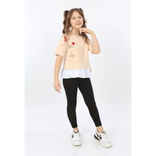 Toontoy Kids Kız Çocuk Cool And Fancy Yazılı Kalp Baskılı Tişört