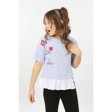 Toontoy Kids Kız Çocuk Cool And Fancy Yazılı Kalp Baskılı Tişört