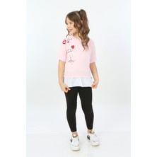 Toontoy Kids Kız Çocuk Cool And Fancy Yazılı Kalp Baskılı Tişört