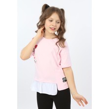 Toontoy Kids Kız Çocuk Cool And Fancy Yazılı Kalp Baskılı Tişört