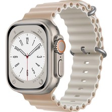 E2M Apple Watch 42-44-45-49MM Krd-28 Ocean Çift Renkli Krem Kordon