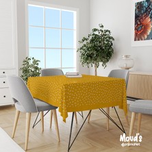 Moud's Sarı Noktalar Desenli Kare - Dikdörtgen Süet Dertsiz Masa Örtüsü