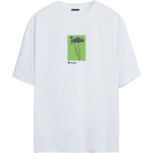 The Wert Unisex Sessiz Büyüme Baskılı Beyaz Oversize Tshirt