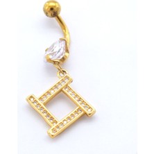 Ferizz Altın Kaplama Zirkon Taşlı Baklava Piercing PRC-103