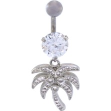 Ferizz 316L Çelik Zirkon Taşlı Palmiyeli Piercing PRC-134