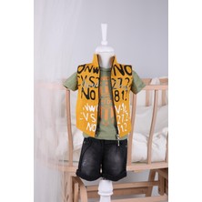 Baby Hola Yelekli Şort Tshirt Erkek Çocuk Spor 3'lü Takım 1172
