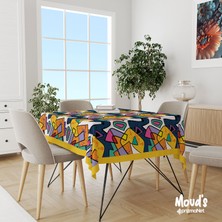 Moud's Artboard 2 Desenli Kare - Dikdörtgen Süet Dertsiz Masa Örtüsü