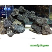 Canlı Petshop Dekoratif Doğal Lav Kaya Siyah (10X10) 10 Adet