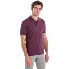 Hatemoğlu Mor Comfort Fit Düz 100% Pamuk Polo Yaka Tişört