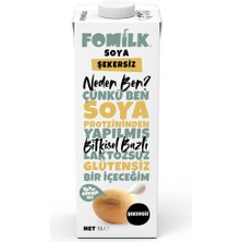 Fomilk Soya Sütü 1 L Glutensiz Bitkisel Bazlı Laktozsuz Vegan Şekersiz