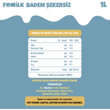 Fomilk Badem Sütü 1 L Glutensiz Bitkisel Bazlı Laktozsuz Vegan Şekersiz