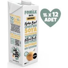 Fomilk Soya Sütü 1 L X12 Glutensiz Bitkisel Bazlı Laktozsuz Vegan Şekersiz