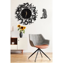 Lupokraft Dekoratif Duvar Saati 50X50CM + Kedi Tablo