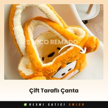 Swico Remado Karikatür Figürlü Ters Çevrilebilir Peluş Omuz Çantası - Sarı/turuncu (Yurt Dışından)