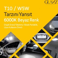 Glanz T10 W5W 6000K Beyaz Park Plaka Ampulü Lambası 2 Adet