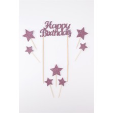 Le Mabelle Lila  Happy Birthday Yıldız Pasta Süsü