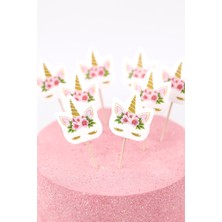 Le Mabelle Beyaz  Unicorn Çiçekli 10'lu Kürdan Set