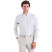 Saykı Gri B. Slim Fit Uzun Kol %100PAMUK Baskılı Casual Gömlek