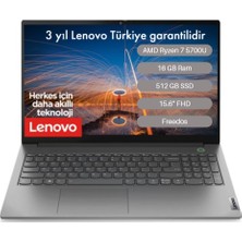 Lenovo Thinkbook 15 G3 Acl Amd Ryzen 7 5700U 16 GB 512 GB SSD Freedos 15.6" Fhd Taşınabilir Bilgisayar 21A40037TX16 + Lenovo Thinkpad Çanta