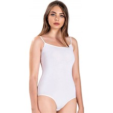 Jiber Kadın Beyaz İnce Askılı Body