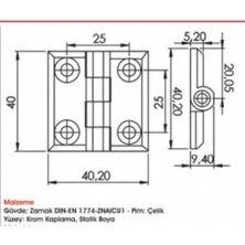 Sermak Sermak Yaprak Menteşe 420 V1 40X40 mm Gri