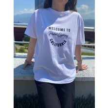 Sinhan Welcome To Palm Spring California Baskılı Bisiklet Yaka Kısa Kollu T-Shirt