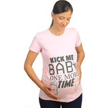 Mummy's Baby Hamile Tişört Kick Me Baby Pembe