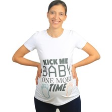 Mummy's Baby Hamile Tişört Kick Me Baby Beyaz
