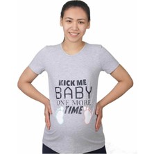 Mummy's Baby Hamile Tişört Kick Me Baby Gri