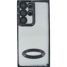Plus Samsung S22 Ultra ile Uyumlu Roma Lensli Lazer Slot Şeffaf Kılıf