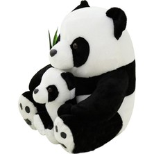 Hainan Shenda 25CM Oturmuş Anne ve Bebek Panda Peluş Oyuncak - Siyah / Beyaz (Yurt Dışından)