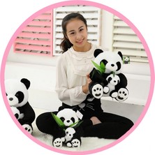 Hainan Shenda 25CM Oturmuş Anne ve Bebek Panda Peluş Oyuncak - Siyah / Beyaz (Yurt Dışından)