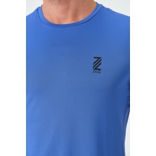 Zinde LIFE P-005678-ERKEK Bisiklet Yaka Rahat Kesim Casual Nefes Alabilen Athletic Spor T-Shirt - Tişört-Mavi