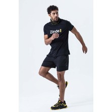 Zinde LIFE P-002997-ERKEK Yan Cep ve Arka Fermuarlı Cebe Sahip Nefes Alan Antreman Fitness Erkek Spor Şort-Siyah