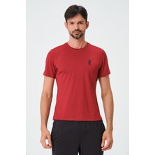 Zinde LIFE P-005678-ERKEK Bisiklet Yaka Rahat Kesim Casual Nefes Alabilen Athletic Spor T-Shirt - Tişört-Bordo