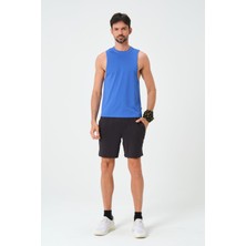 Zinde LIFE P-002999-ERKEK Askılı Bisiklet Yaka Sıfır Kol Casual Fitness Tişört Kolsuz Spor Atleti-Mavi