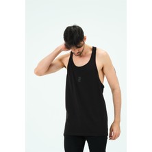 Zinde LIFE P-006577-ERKEK Pamuklu Bisiklet Yaka Fitness Kolsuz Spor Atleti-Siyah