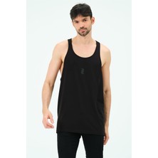 Zinde LIFE P-006577-ERKEK Pamuklu Bisiklet Yaka Fitness Kolsuz Spor Atleti-Siyah