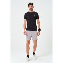 Zinde LIFE P-002997-ERKEK Yan Cep ve Arka Fermuarlı Cebe Sahip Nefes Alan Antreman Fitness Erkek Spor Şort-Gri