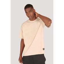 Zinde LIFE P-005654-ERKEK 100% Pamuklu Oversize  Kısa Kol T-Shirt-Bej