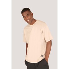 Zinde LIFE P-005654-ERKEK 100% Pamuklu Oversize  Kısa Kol T-Shirt-Bej
