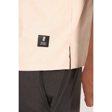 P-005654-ERKEK 100% Pamuklu Oversize  Kısa Kol T-Shirt-Bej