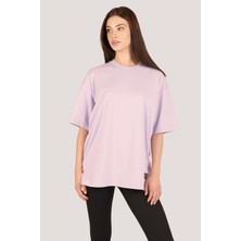 Zinde LIFE P-005478-KADIN 100% Pamuklu Oversize  Kısa Kol T-Shirt-Lila